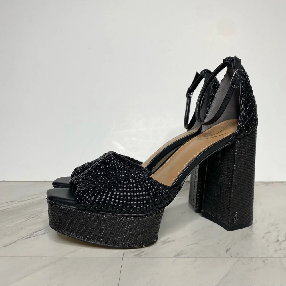 Sam Edelman Nattie Black Platform Heeled Sandal 9 1/2 M